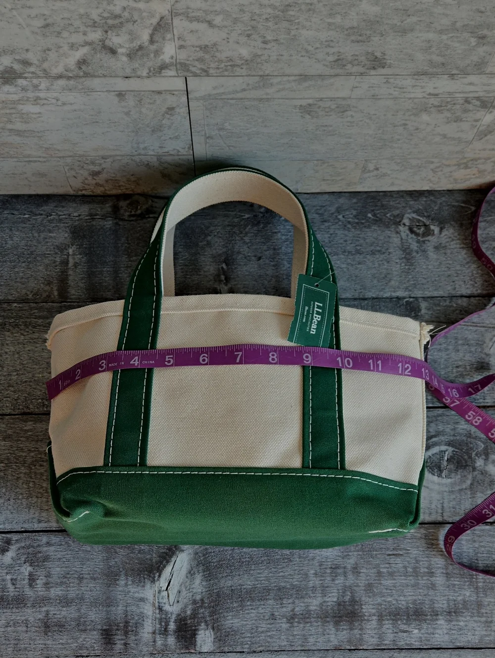 NWT L.L. Bean Boat And Tote Mini Canvas Bag Green